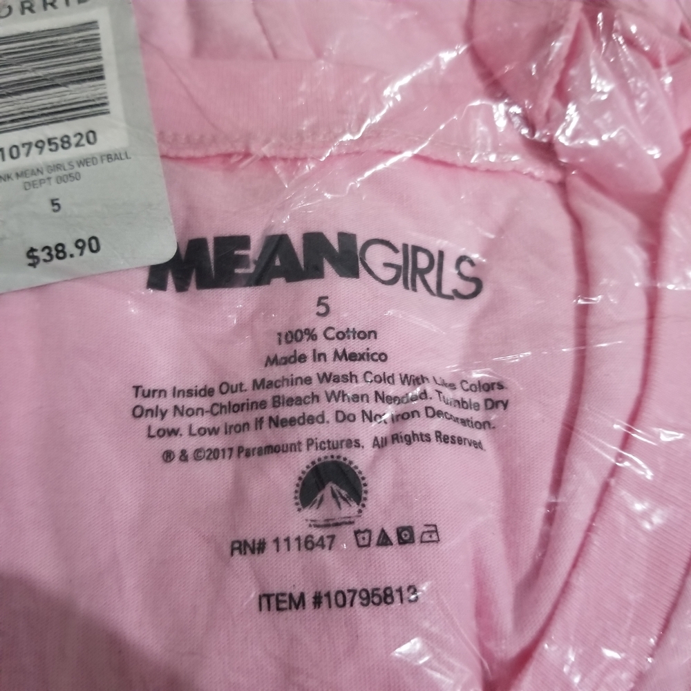 Torrid Pink Mean Girls football tee 5 - Picture 3 of 5